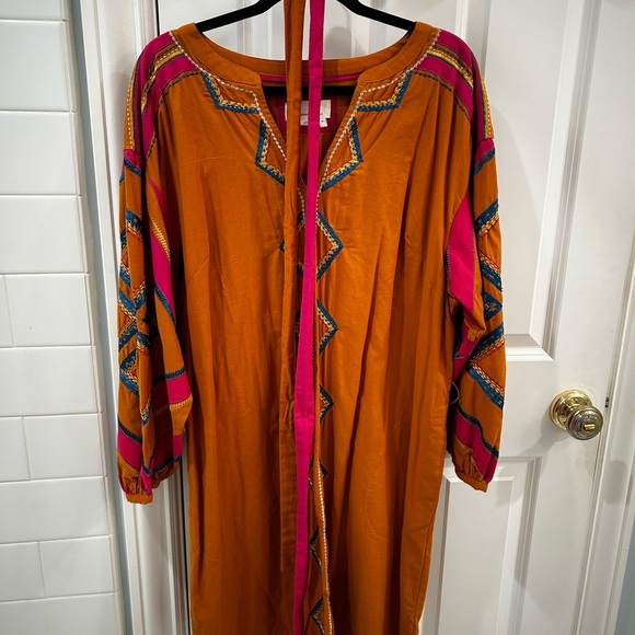 Anthropologie Stasiana Embroidered Tunic Boho Mini Long Sleeve Dress XL - Picture 8 of 12